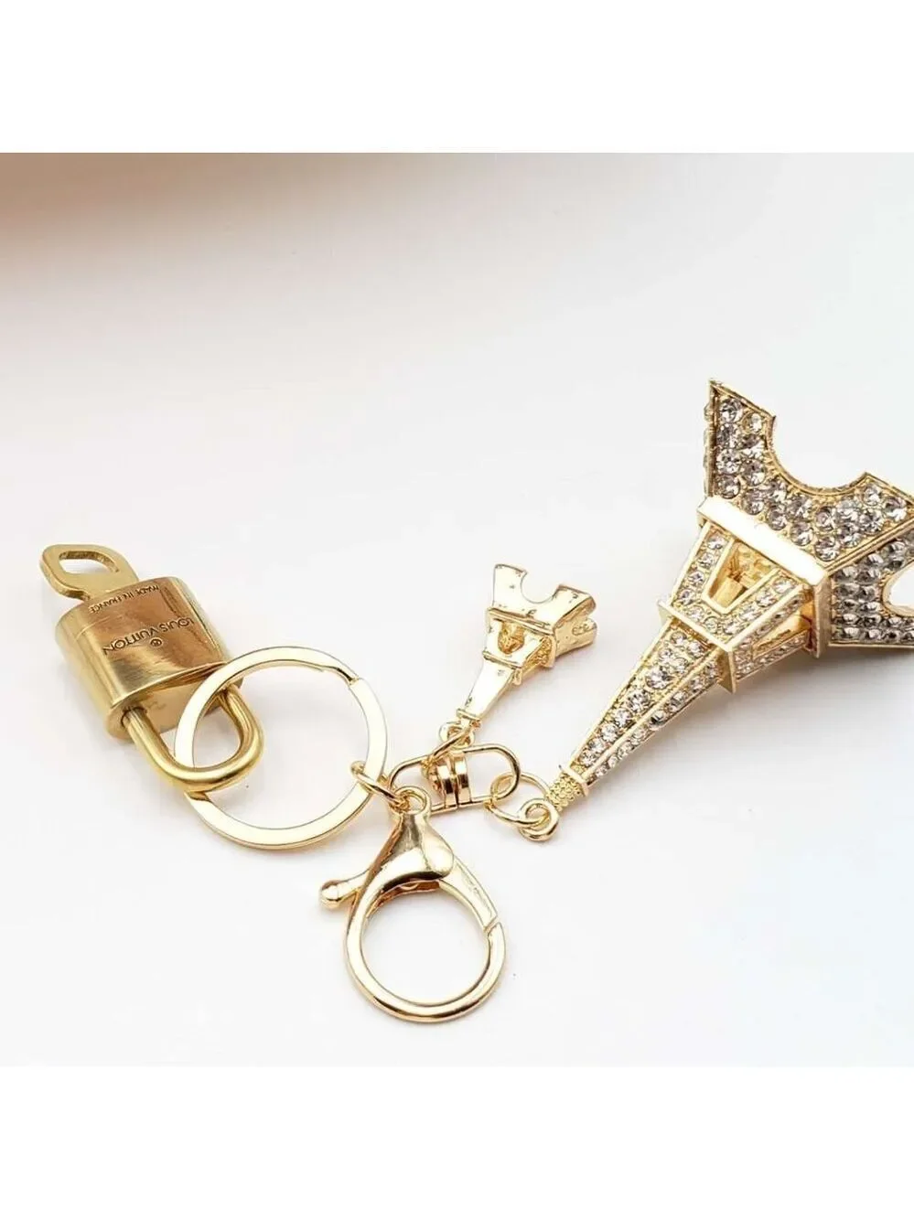 Louis Vuitton Gold Lock 🔒 Authentic LV Key + Unbranded Eiffel Tower Bag Charm
